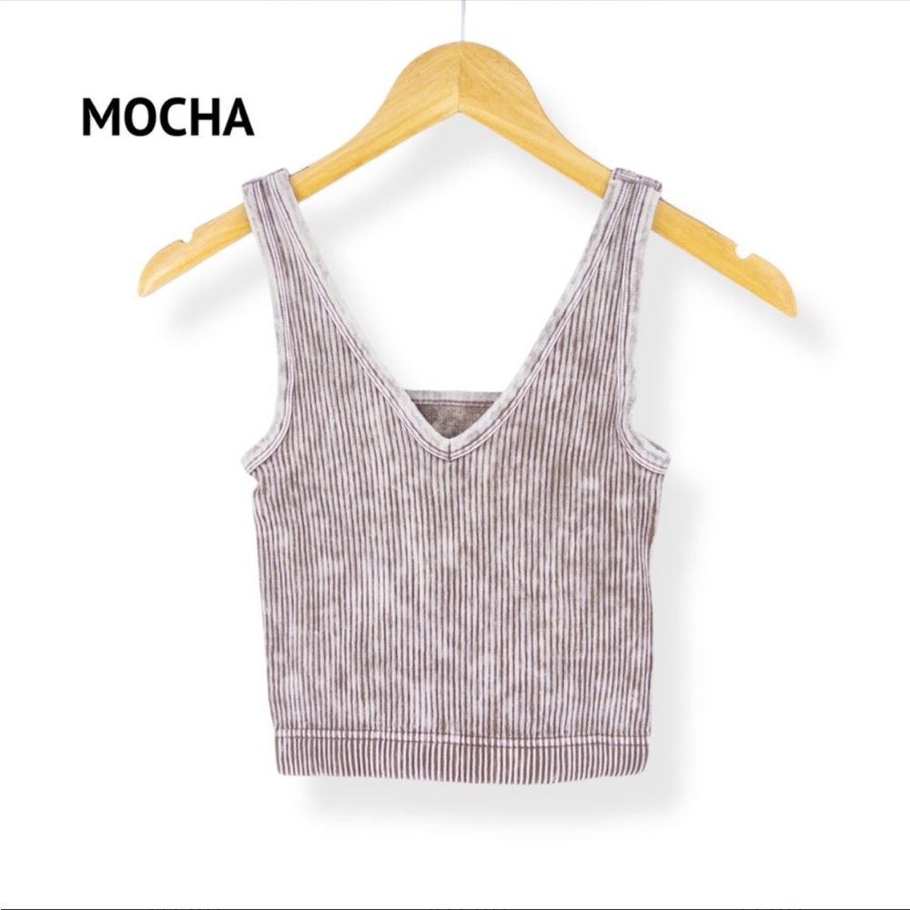 Zenan Ribbed Mocha V-Neck Reversible Tank Top